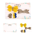 Baby-Stirnband-Set mit gold glänzenden Schleifen und herzförmigen Stoff-Akzenten - Gelb Braun Blau Pailletten Herz Schleife Stil (MS2009)