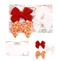 3er-Set nahtlose Baby-Haarbänder mit Schleifen in Rot, Floral-Design und weißer Spitze - Rot Orange Weiß Spitzen Blumen Schleife Stil (MS2001)