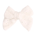 Pinza para el pelo para niñas con bordado de encaje blanco y elegante diseño floral de algodón - Estilo Bordado Blanco