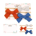 Baby nahtloses Stirnband 3er-Set mit orangefarbenen, blauen und gestreiften Schleifen - Orange Blau Gestreift Leinen Schleife Stil (MS1992)