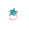 Star hair tie for toddlers with blue glitter resin star and orange elastic band - Small Starfish Style (MT3169)