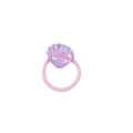 Pink elastic hair tie with a purple translucent shell charm and colorful star glitter - Small Shell Style (MT3170)