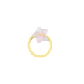 Pink glitter star resin charm on yellow elastic hair tie for girls' cute hairstyles - Light Pink Star Style (MT3171)