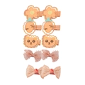 10er-Set süße Haarclips für Mädchen mit gestickten Blumen und Tiermotiven aus Stoff - Oranges Thema Haarklammer Set B