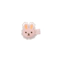 Pink knitted rabbit hair clip with delicate lace trim and ribbon wrap for girls - Embroidered Pink Rabbit