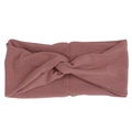 Soft knotted modal baby headband in dusty rose pink, stylish cross knot design for infants - Sandstone Brown Cross Style