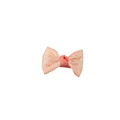 Charming light apricot lace bow hair clip with textured ribbon and scalloped edges - Light Orange Bow