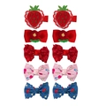 Set aus 5 Paar handgefertigten Strick-Haarklammern mit Erdbeer- und Blumenmustern für Mädchen - Stickerei-Stil Kollektion B