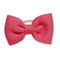 Rose pink air layer bow hair tie made of textured knit fabric with elastic rubber band - Watermelon Red (MT3383)