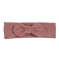 Soft modal knotted baby headband in dusty rose pink with cute rabbit ear bow detail - Sandstone Brown Bow Style