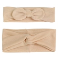Two-piece apricot modal baby headbands with knot and bow details for infants - Elegant Brown Set