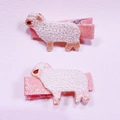 Simpatiche mollette a forma di pecora ricamata con glitter rosa per bambine - Un paio / Stile Pecora