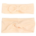 Soft modal baby headband set with bow and cross knot in beige for infants - Goose Yellow Set