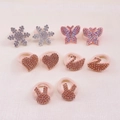 Set of 5 pairs of kids rhinestone animal hair ties including swan heart and snowflake - Assorted Light Gold Shapes (MT029)