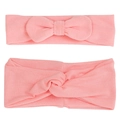 Set of 2 soft pink modal headbands with knot and bow design for baby girls - Soft Pink Set
