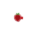Cute embroidered strawberry hair clip for girls with red ribbon wrap duckbill base - Little Strawberry Style (MC3070)