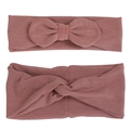 Soft modal baby headband set with bunny ears and knot design in dusty rose pink - Sandstone Brown Set