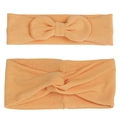 Two-piece set of light orange ribbed modal headbands for infants and babies - Orange Set