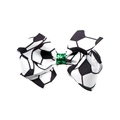 Fiocco per capelli con stampa calcio per bambini con motivi bianco e nero e paillettes verdi - Fiocco Classico a Strato Singolo / Stile Calcio Bianco e Nero (MC3504)