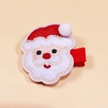 Pince à cheveux de Noël avec bonnet de Père Noël brodé, pompon blanc et ruban rouge - Père Noël (MC3350)