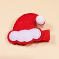 Pince à cheveux bonnet de Noël rouge pour enfants avec pompon blanc et ruban - Chapeau de Noël (MC3351)