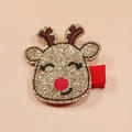 Pince à cheveux renne avec paillettes et bois marrons pour les déguisements de Noël - Renne de Noël (MC3352)