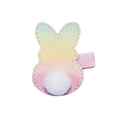 Regenbogen-Glitzer-Hasen-Haarspange für Mädchen mit weißem Pompon-Schwänzchen - Gelb & Rosa Verlaufshase (MC5001)