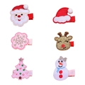 Set of 6 festive Christmas hair clips featuring Santa, reindeer, and snowflakes for kids - Assorted Christmas Styles (MS3356)