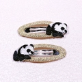 Fermagli per capelli a forma di panda con bordi dorati e clip BB per bambine - Stile Panda (MC3424)