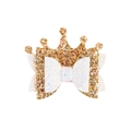 Gold glitzernde Krone und weiße Schleife Haarclip für Mädchen mit Glanzeffekt - MC5024 Weiße Schleife / Weiß