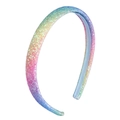 Rainbow gradient glitter headband for girls with sparkling sequins and blue non-slip lining - Rainbow Gradient Sequin Style (MH3359)