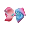 Barrette nœud en ruban gros-grain arc-en-ciel avec bords en dentelle pour enfants - Style à Bord Festonné Arc-en-ciel (MC003-1)