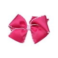 Rosarote Haarspange mit Schleife aus Rippband und weißen Wellenkanten für Mädchen - Magenta Muschelrand Stil (MC003-2)