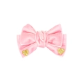 Fiocco per capelli in velluto rosa con cuori di paillettes dorate per regalo di Natale - Rosa