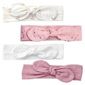 Set of 4 soft muslin bow headbands for baby girls featuring floral and gold dot patterns - Multicolor Assorted Style (MS5175)