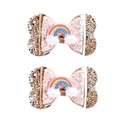 Glitzernde Schmetterling-Haarspangen in Pink und Gold mit Regenbogen-Motiv - MS5146 Gold Regenbogen