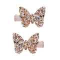 Rosa Haarklammern für Mädchen mit funkelnden bunten und goldenen Glitzerschmetterlingen - MS5147 Gold Schmetterling