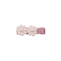 Pinza para el pelo rosa para niñas con elegantes decoraciones de flores de perlas - Estilo Doble Perla Rosa (MC2647)