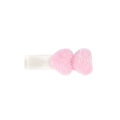 Rosa Mohair Herz Haarklammern für Mädchen mit weißer Band umwickelter Basis - Rosa Doppelherz (MC5074)