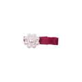Elegant girls' handmade burgundy grosgrain bow hair clip featuring a white pearl flower - Red Single Pearl Style (MC2649)