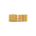 Golden grosset ribbon bow hair clip for girls with three white pearls in center - Yellow Bow Style (MC2651)