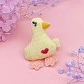Pince à cheveux canard jaune en tissu avec broderie cœur rouge pour petites filles - Petit Canard Jaune (MC5219)