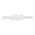White baby headband with three 3D lace flowers and delicate embroidery detail - Mb099 Three White Flower Hairband / -