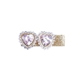 Barrette à cheveux cœur en gemme violette avec base pailletée dorée pour filles - Argenté