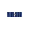 Handmade navy blue grosgrain ribbon bow hair clip with elegant pearl embellishments - Blue Bow Style (MC2654)