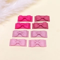 8-piece baby hair clip set with grosgrain ribbon bows in various gradient pink tones - MS5181