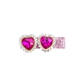 Pince à cheveux rose pailletée avec deux gemmes violettes en forme de cœur et strass - Rose Rouge