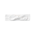 Single pack white cotton gauze baby headband with adjustable rabbit ear bow decoration - Pure White Style (MB5163)