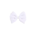 White lace bow baby headband featuring delicate rose patterns and nylon soft band - Hair Clip / White
