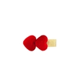 Red velvet heart hair clip for girls with gold thread wrapped duckbill alligator grip - Double Heart Style / Bright Red Double Heart (MC5083)